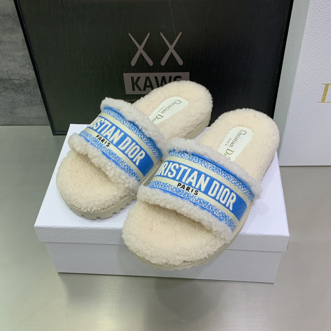 [TOP] Christian Dior D-Way Slide Embroidered Cotton and Shearling - 20 Colours