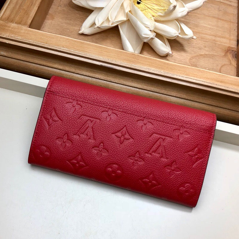 [TOP] Louis Vuitton LV  Sarah Empreinte Wallet - Red