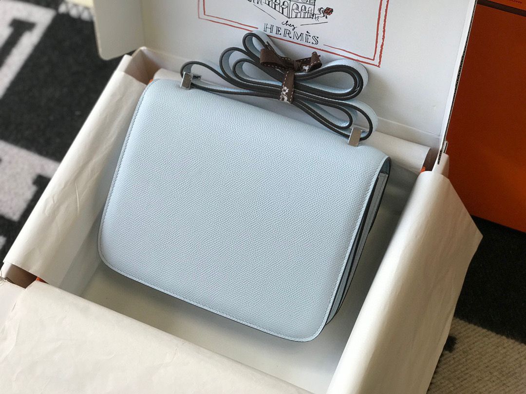 [TOP] HERMES Constance Bag 24cm - Light Blue & SHW