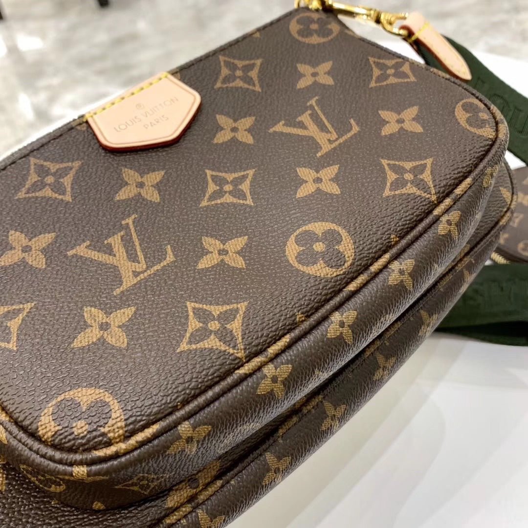 [TOP] Louis Vuitton LV L*V Multi Pochette Accessories Bag 21X12X3cm- Green Strap