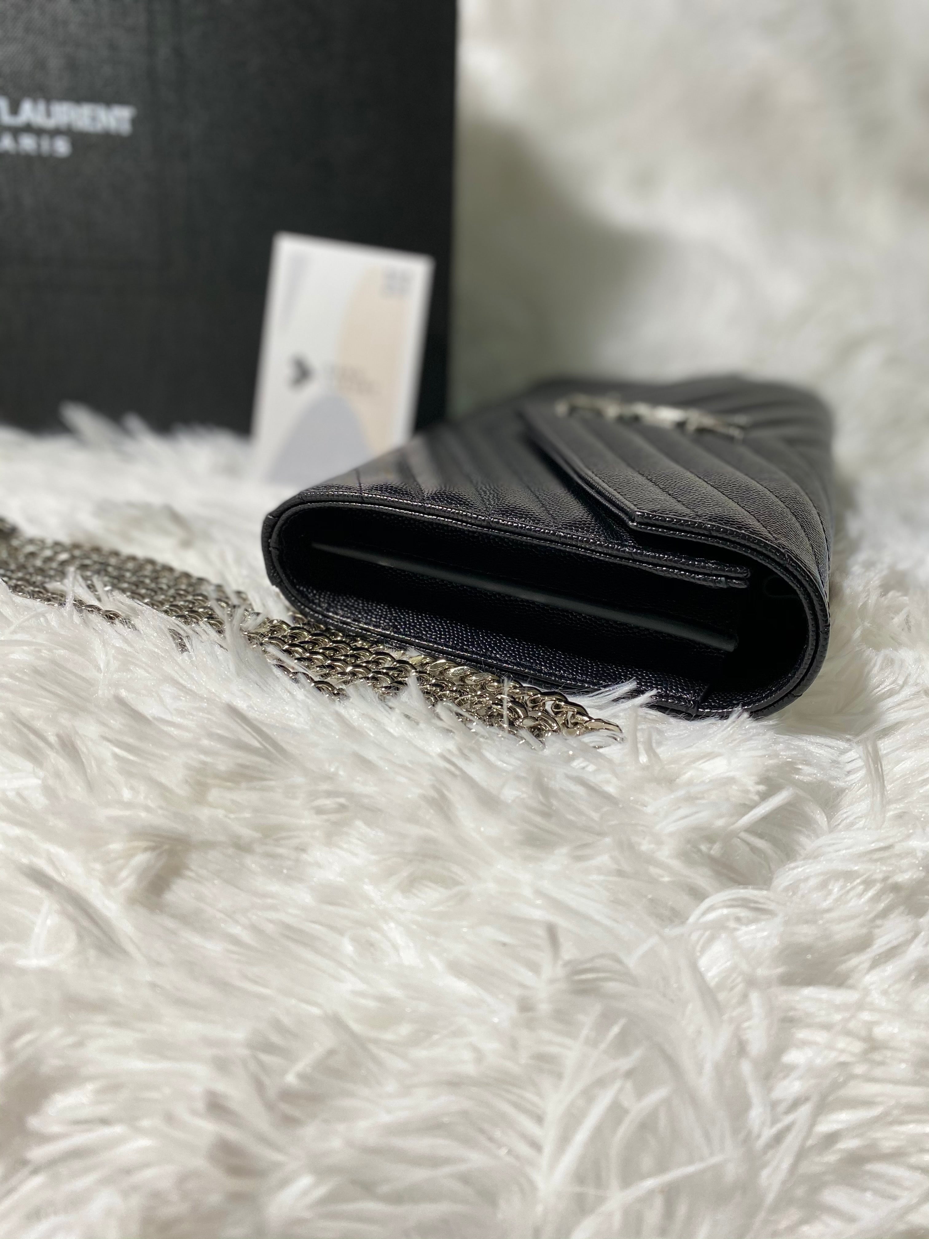 [TOP] Yves Saint Laurent YSL Monogram Matelasse Leather Wallet On Chain - TOP Quality