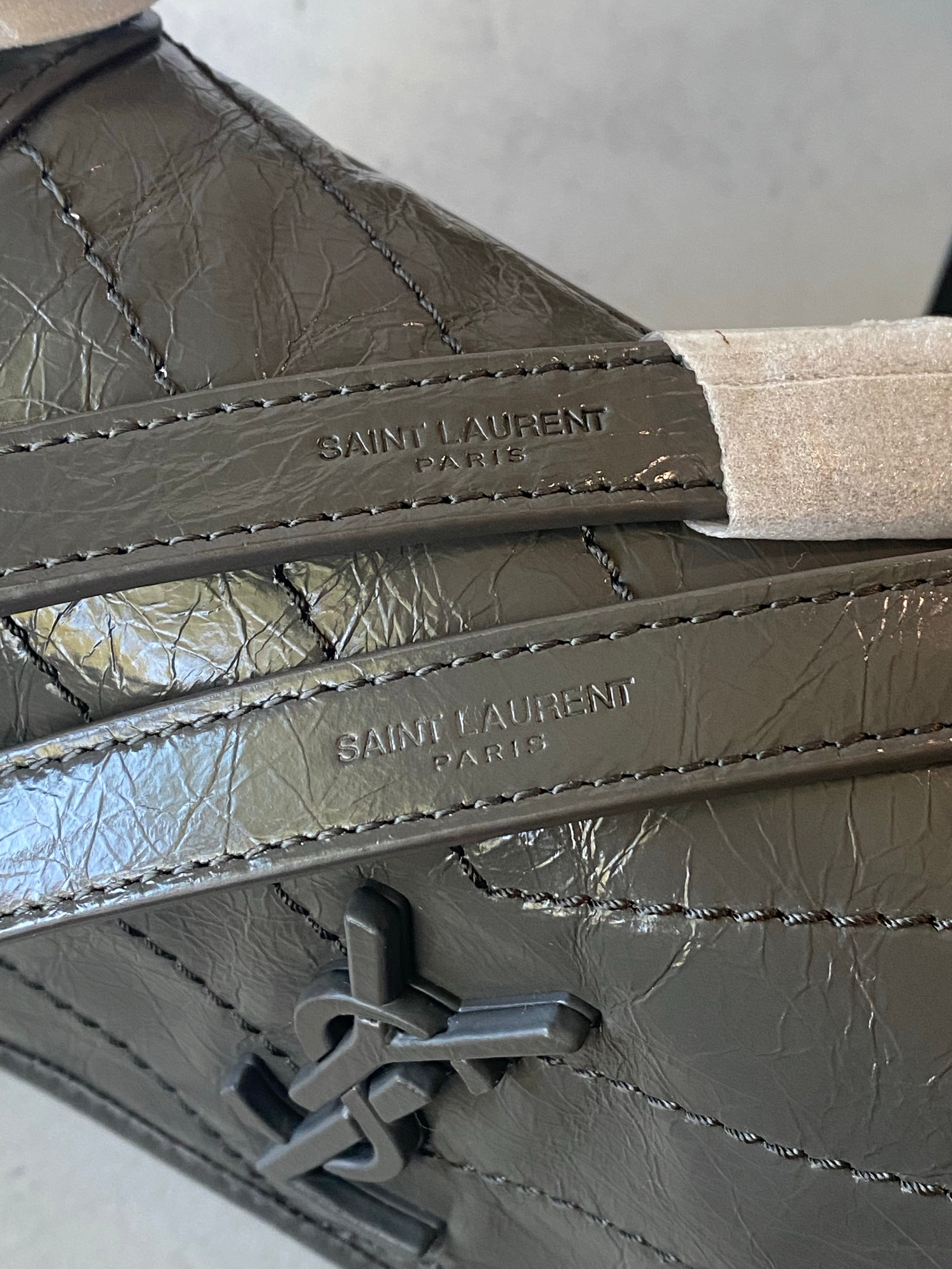 [TOP] Yves Saint Laurent YSL Nikki Small Wrinkle Bag - Dark Grey