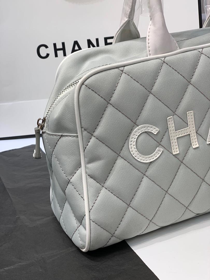 [TOP] CHANEL Canvas Boston Bag - Grey