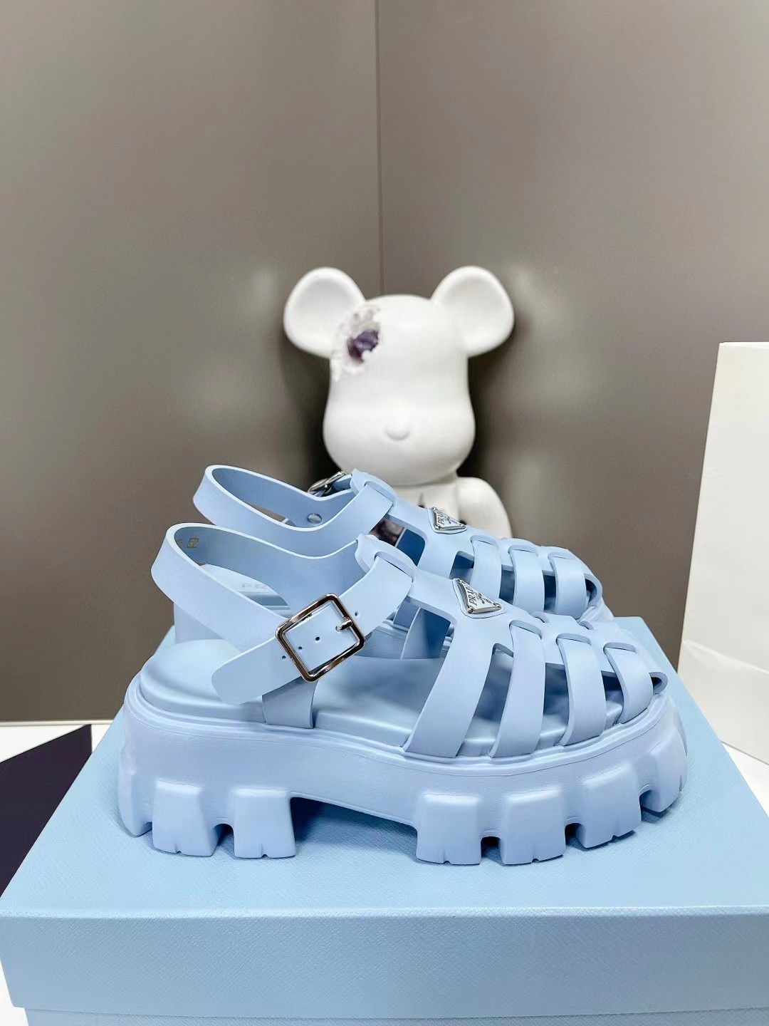 [TOP] PRADA Women’s Rubber Cage Platform Sandals - Collection