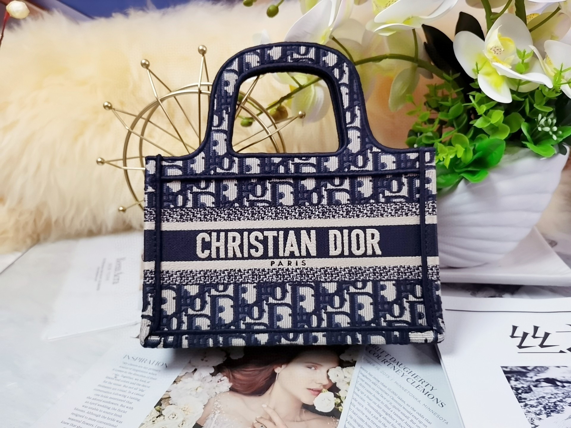 [TOP] Christian Dior Book Tote Bag Monogram Mini