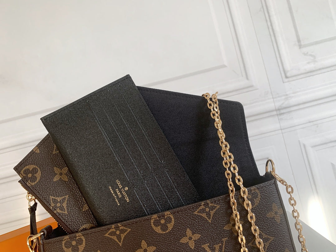 [TOP] Louis Vuitton LV Felicie Monogram 21X12X3cm - Black