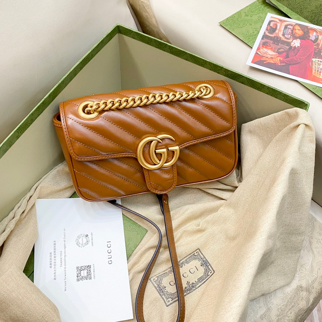 [TOP] GUCCI Marmont Bag Mini 22cm - Brown