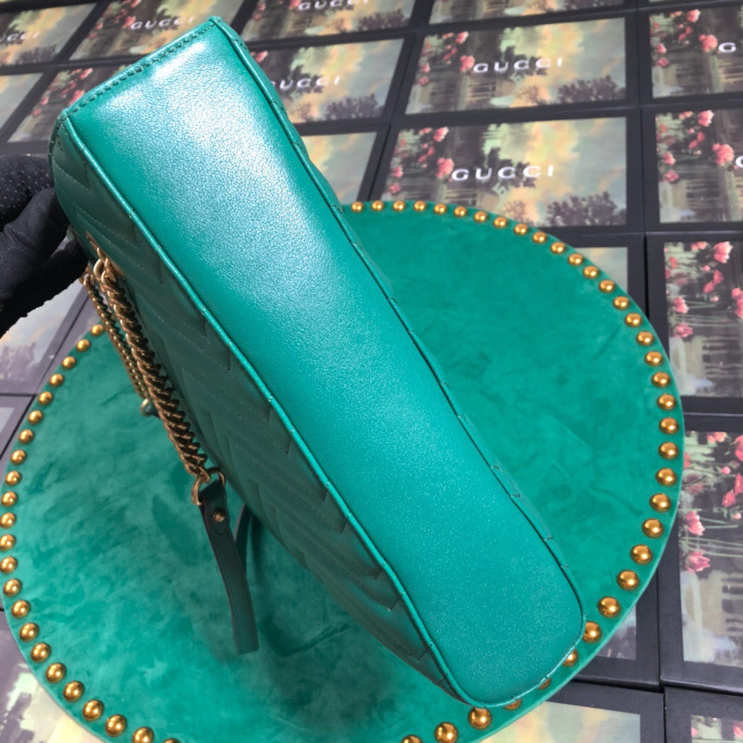 [TOP] GUCCI G*G Marmont Matelasse Medium Tote - Green