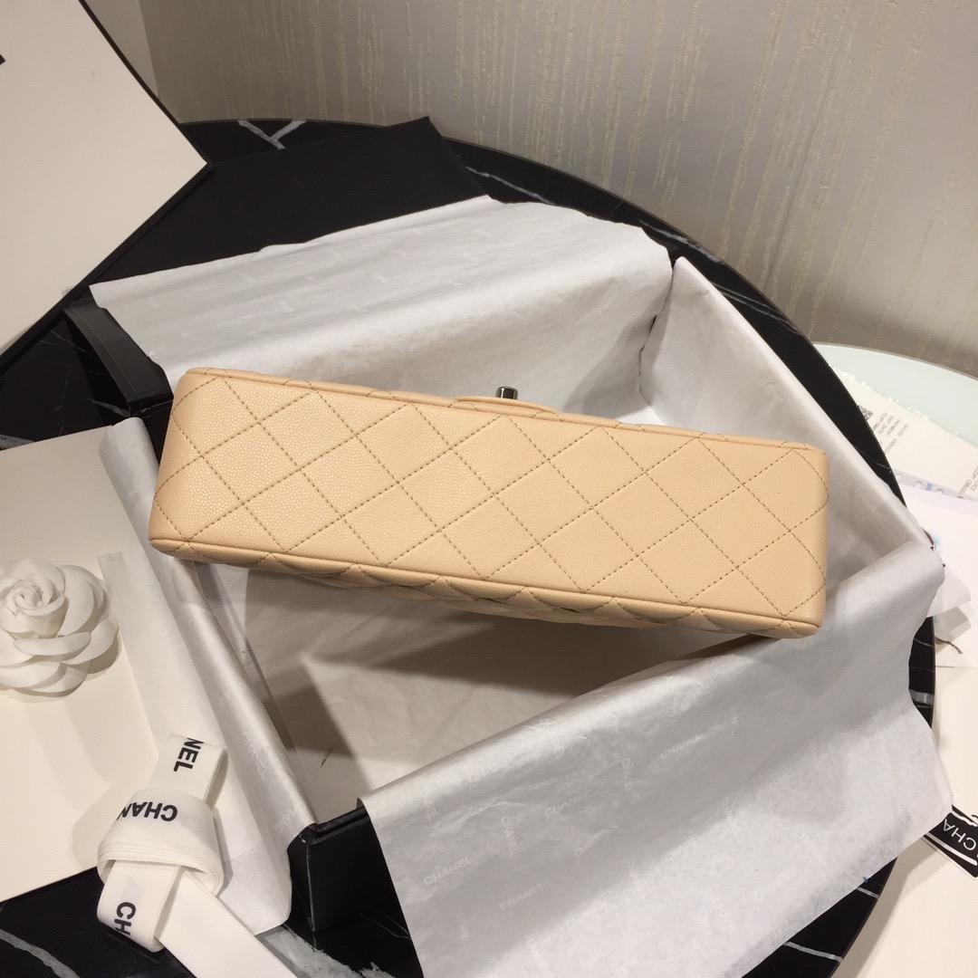[TOP] CHANEL Classic Flap Bag Caviar Medium 25.5cm – Beige & SHW