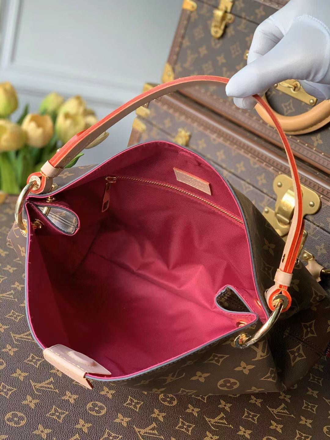 [TOP] Louis Vuitton LV  Graceful PM Monogram Bag 35x30x11cm - Pink