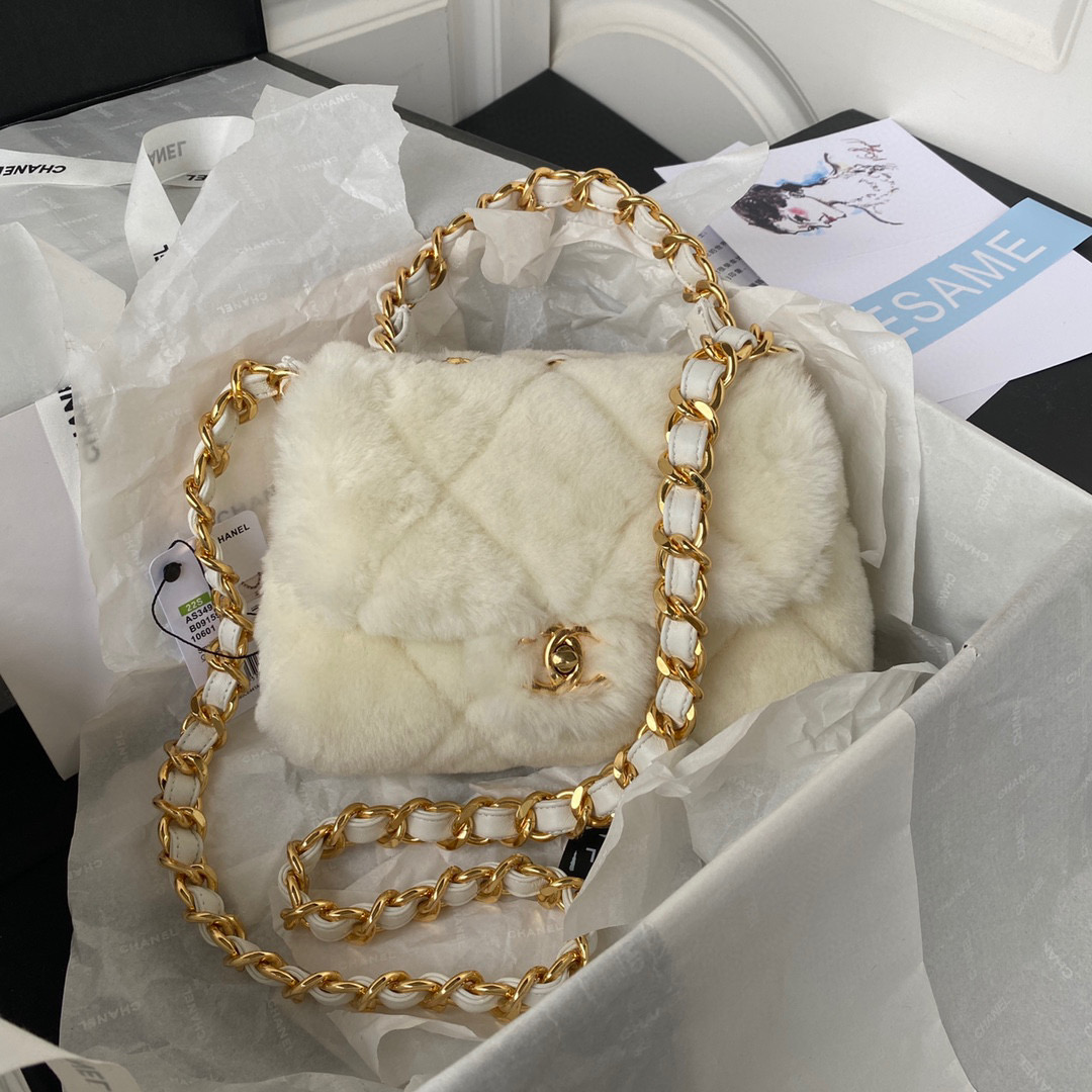 [TOP] CHANEL CoCo Handle Bag Pluffy Fur 20CM - Purple/Pink/Black/White