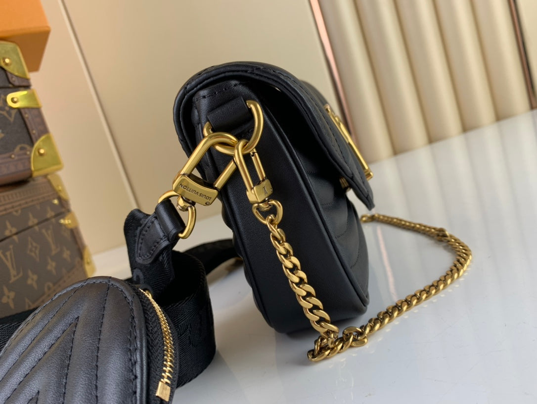 [TOP] Louis Vuitton LV L*V Multi Pochette Small New Wave 21X12X3cm- Black