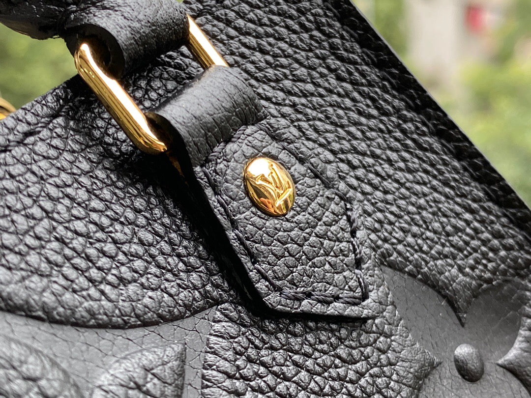 [TOP] Louis Vuitton LV Petit Sac Plat Monogram Empreinte Bag 20/21/10cm- Black