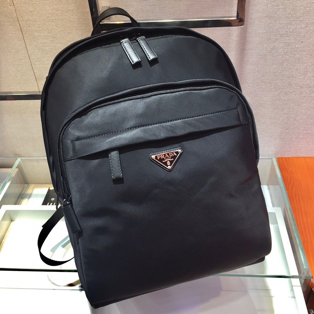 [TOP] PRADA Re-Nylon and Saffiano Leather Backpack - Black