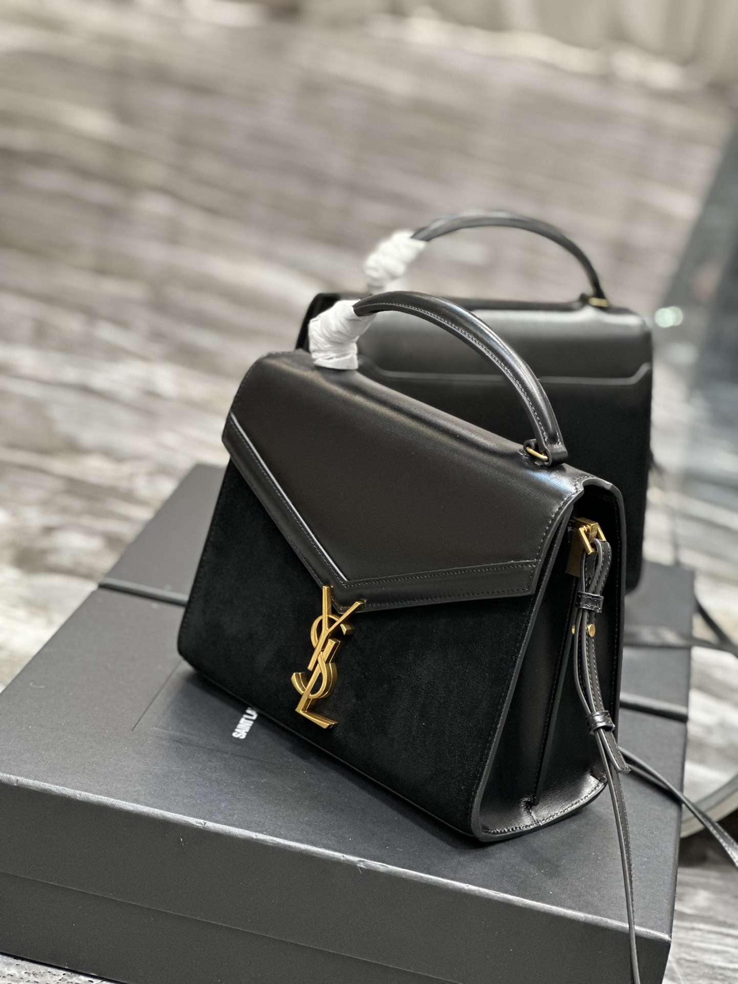 [TOP] Yves Saint Laurent YSL Cassandra Suede Briefcase Bag - GHW - 3 Color
