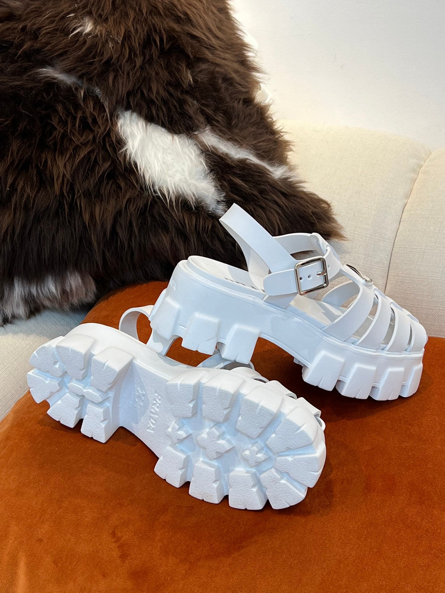 [TOP] PRADA Women’s Rubber Cage Platform Sandals - Collection