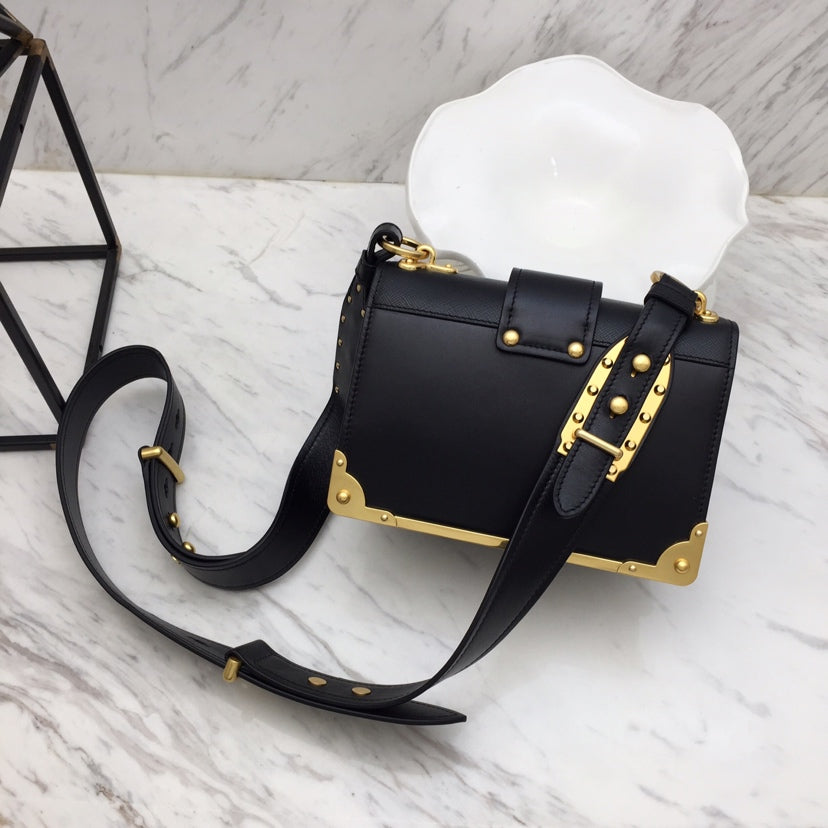 [TOP] PRADA Cahier Leather Bag - Black