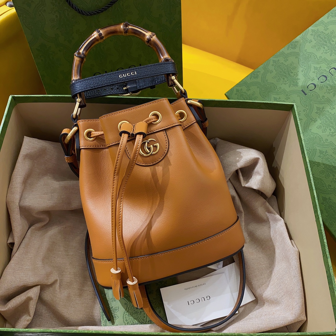 [TOP] GUCCI G*G Diana Bamboo Mini Bucket Bag 19x30.5x6cm -GHW-3 colors