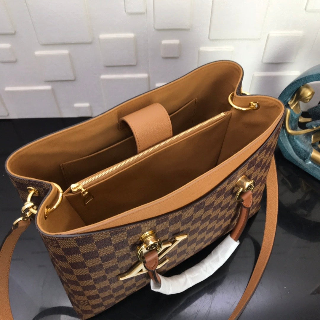 [TOP] Louis Vuitton LV L*V Damier Ebene Riverside 36 x 25.1  x 14.9 cm- Brown