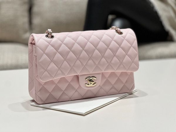 [TOP] CHANEL Classic Flap Bag Caviar Medium 25.5cm – Light Pink & GHW