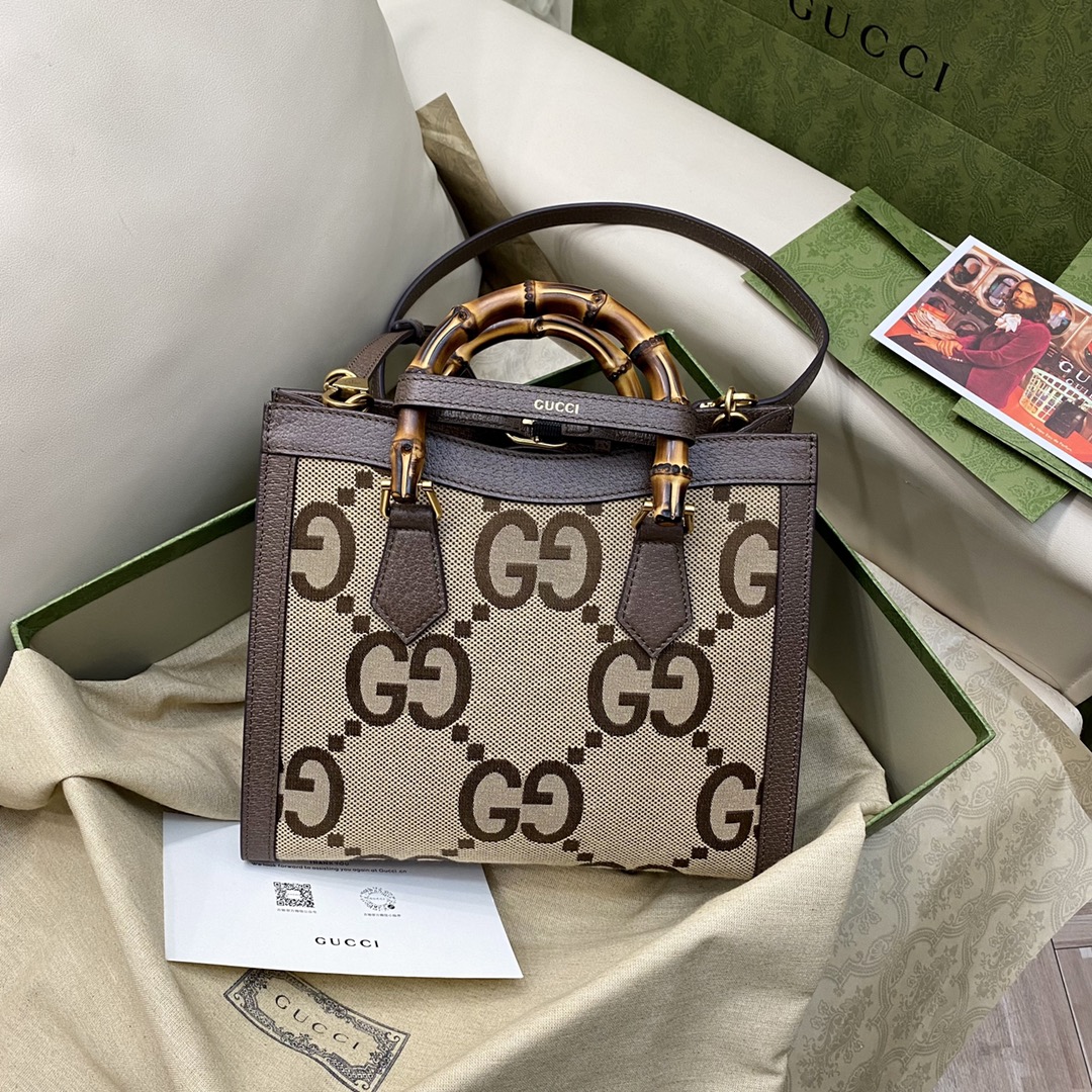 [TOP] GUCCI G*G Diana Double G Pattern Tote Bag-GHW-20x16x10cm/27x24x11cm
