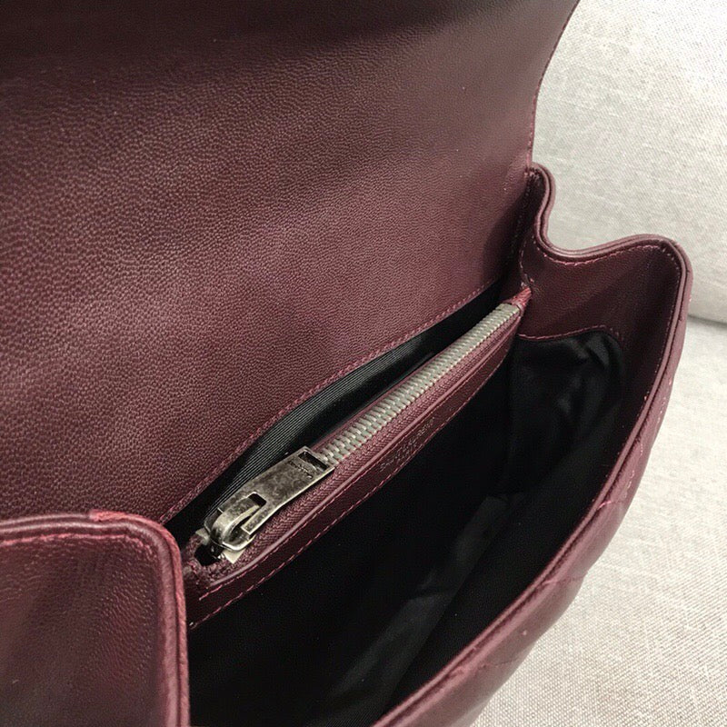 [TOP] Yves Saint Laurent YSL Small College Bag - Burgundy w SHW