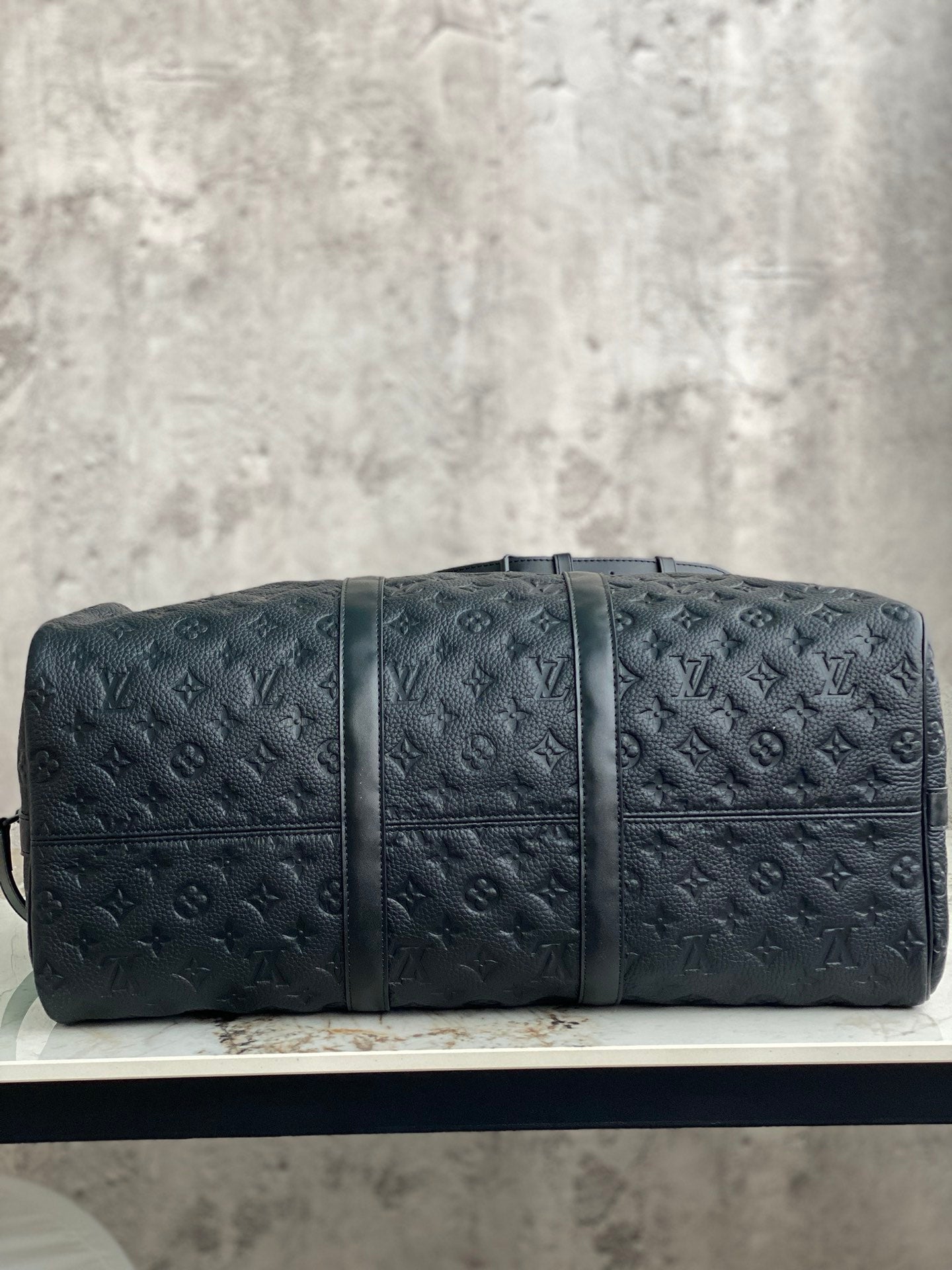 [TOP] Louis Vuitton LV Loui$ Vu!tt0n Keepall Travel Bag 50cm - Taurillon Empreinte Black