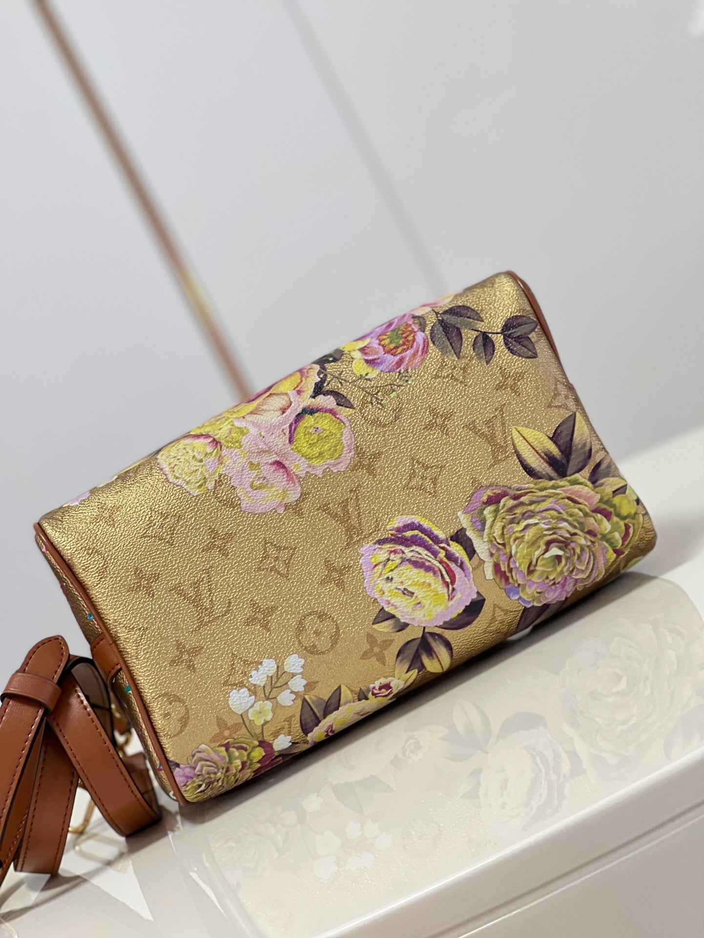 [TOP] Louis Vuitton LV  Speedy Bandouliere 25 25x19x15cm-Metallic Floral