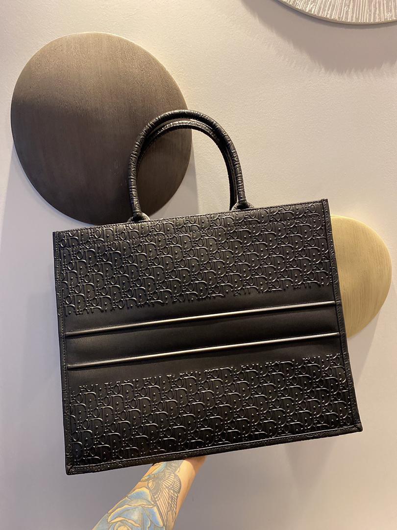 [TOP] Christian Dior Book Tote Embossed Lagre 41.5cm - Black