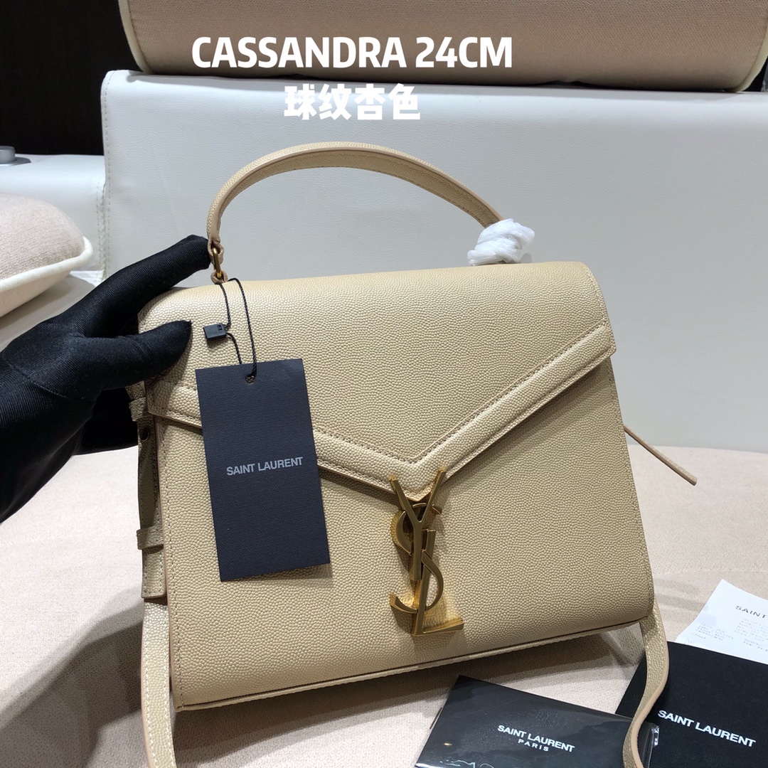 [TOP] Yves Saint Laurent YSL Cassandra Top Handle Bag - GHW