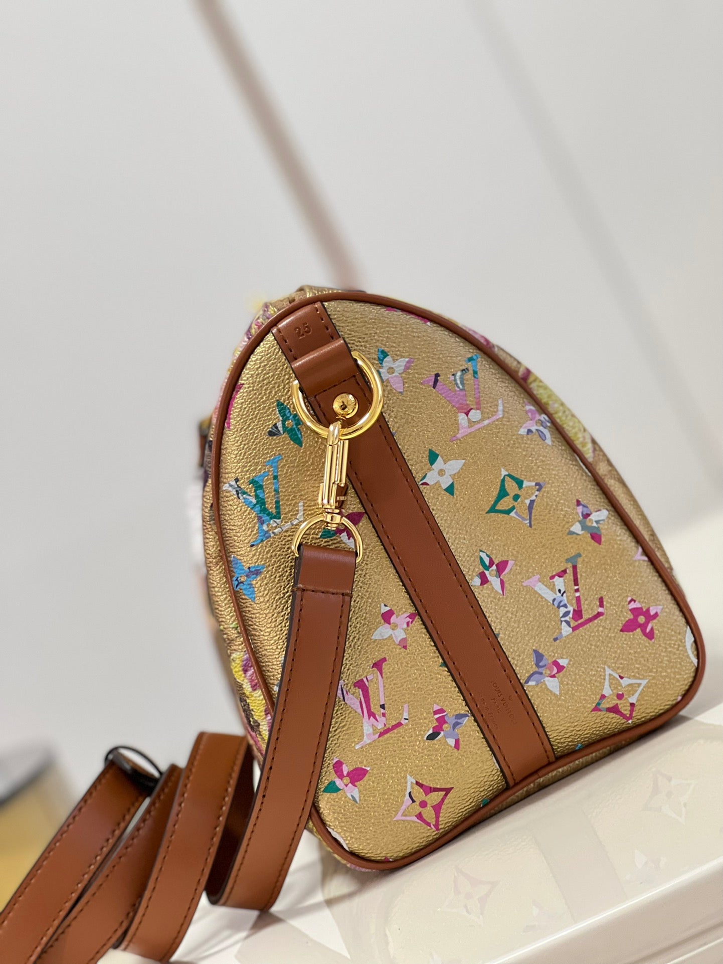 [TOP] Louis Vuitton LV  Speedy Bandouliere 25 25x19x15cm-Metallic Floral