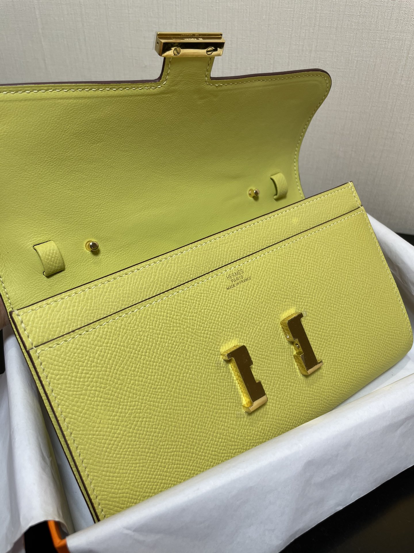 [TOP] HERMES Epsom Constance Long Wallet - Yellow & GHW