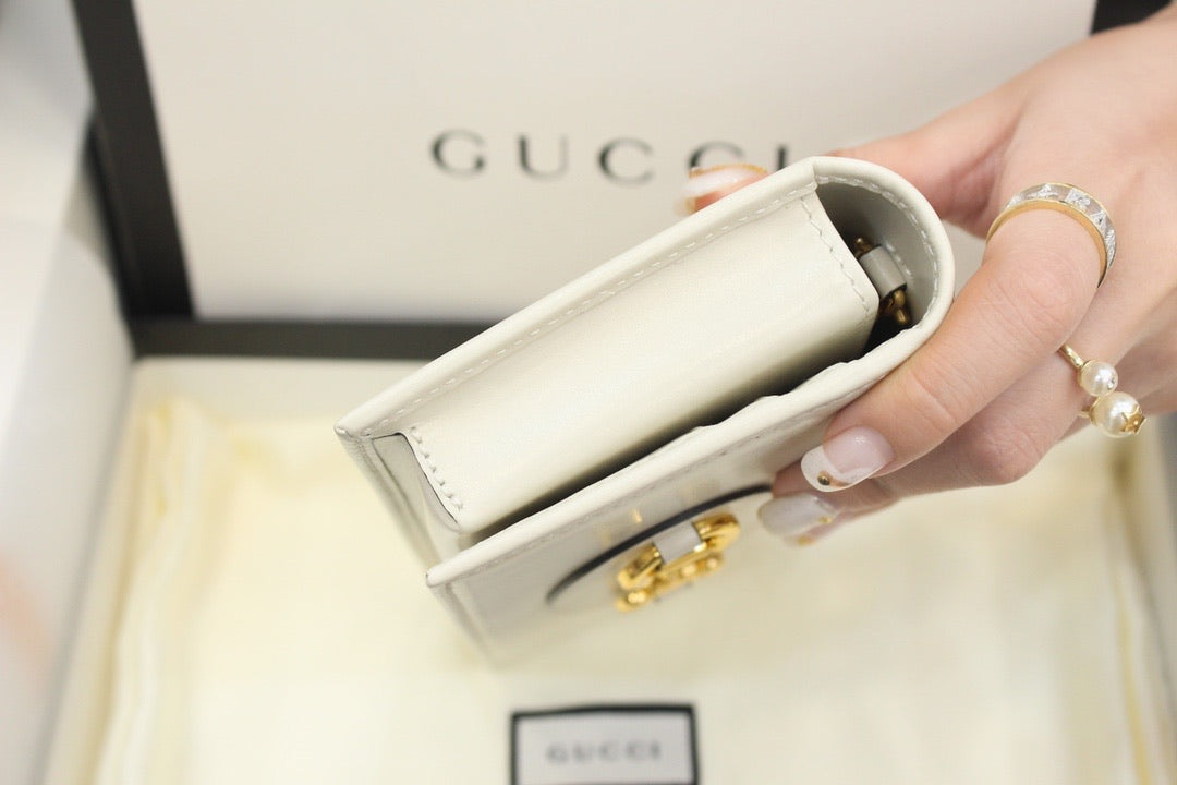 [TOP] GUCCI Horsebit 1955 Wallet With Chain - WHITE