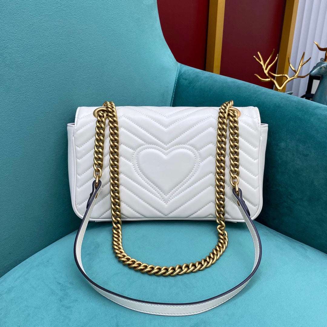 [TOP] GUCCI GG Marmont Bag Matelasse Small 26cm - White