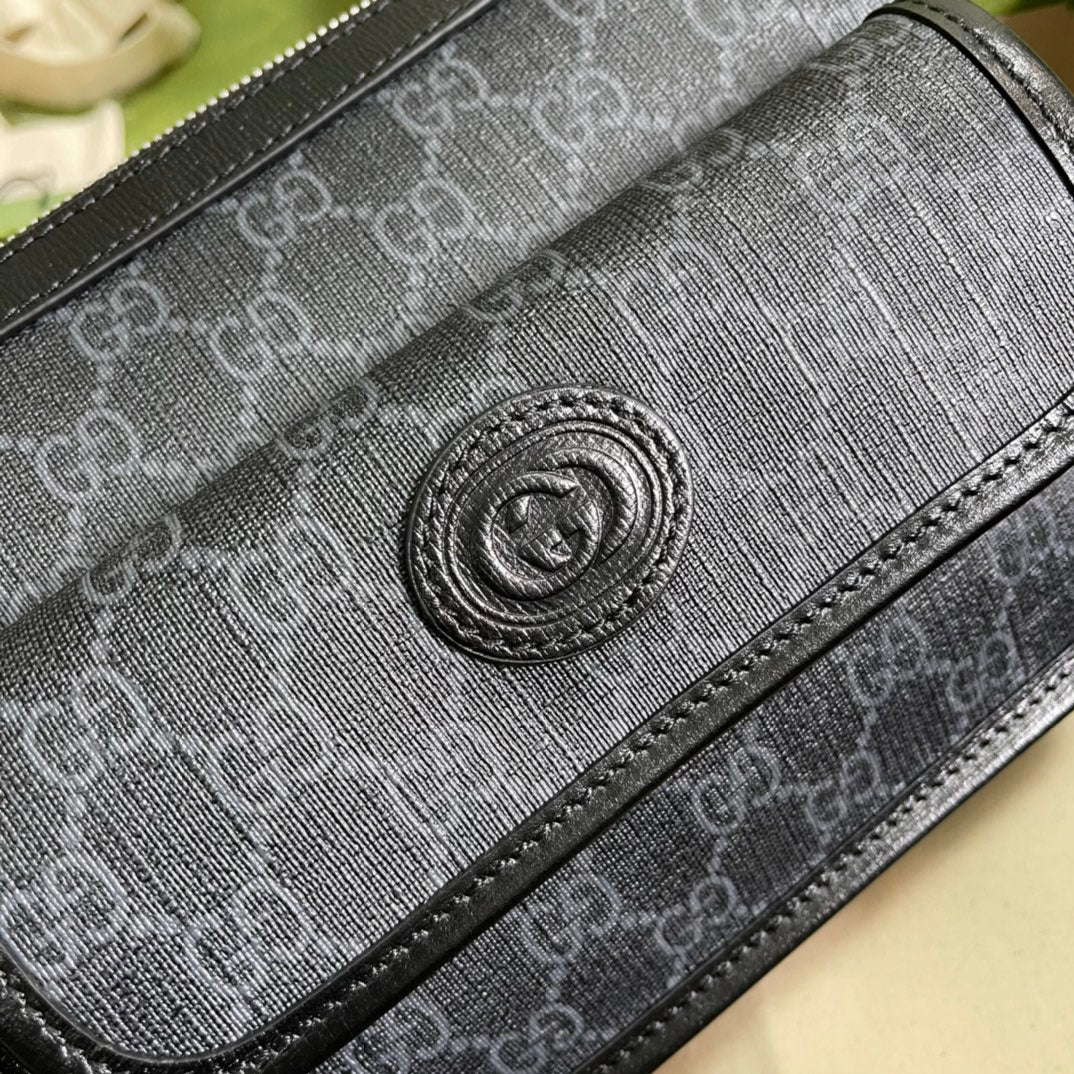 [TOP] GUCCI G*G Messenger Bag w/ Interlocking G - Black