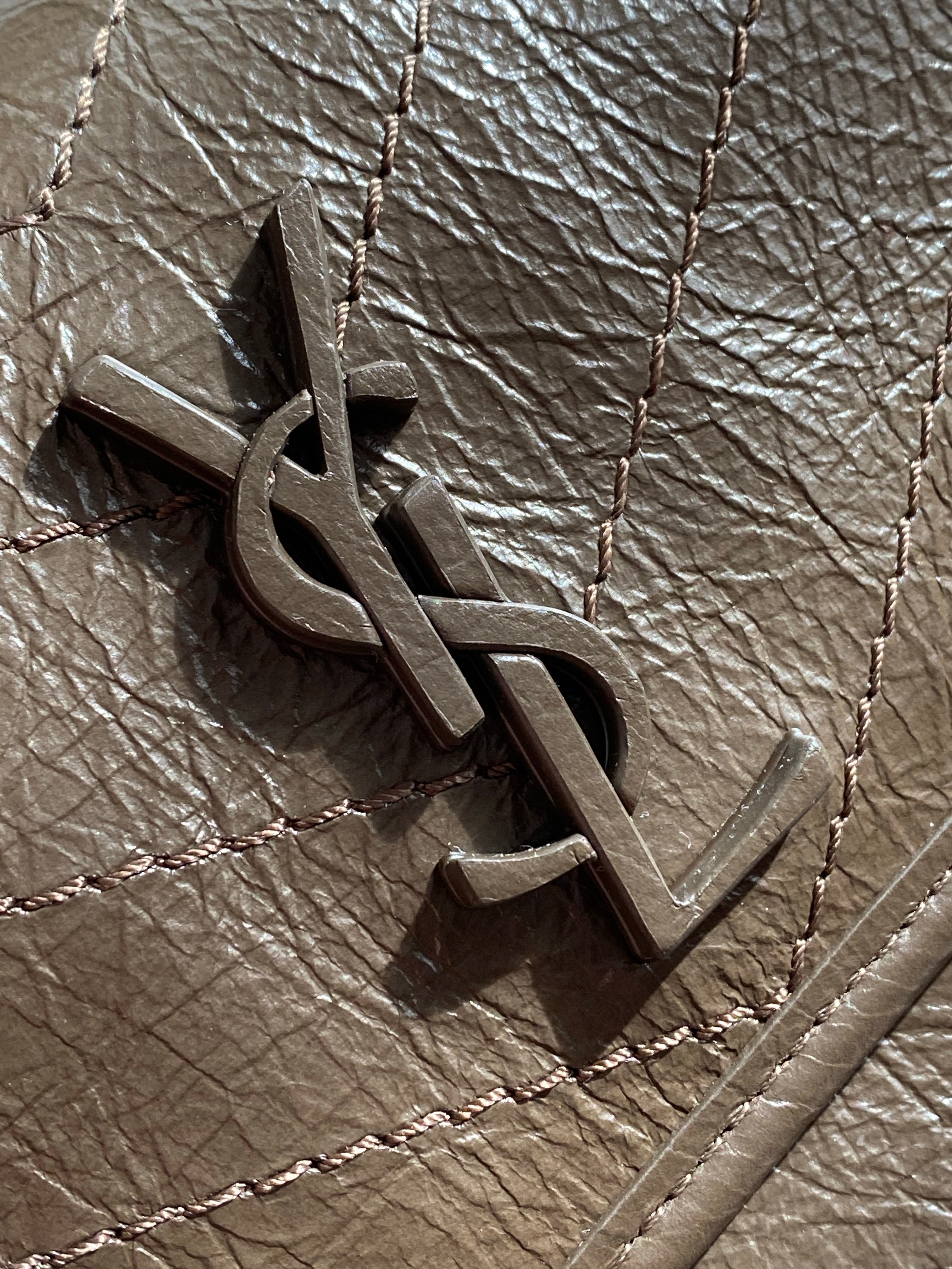 [TOP] Yves Saint Laurent YSL Nikki Small Bag Wrinkle Leather - Dark Green