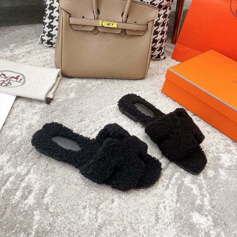 [TOP] HERMES Oran Shearling Sandals - Collection