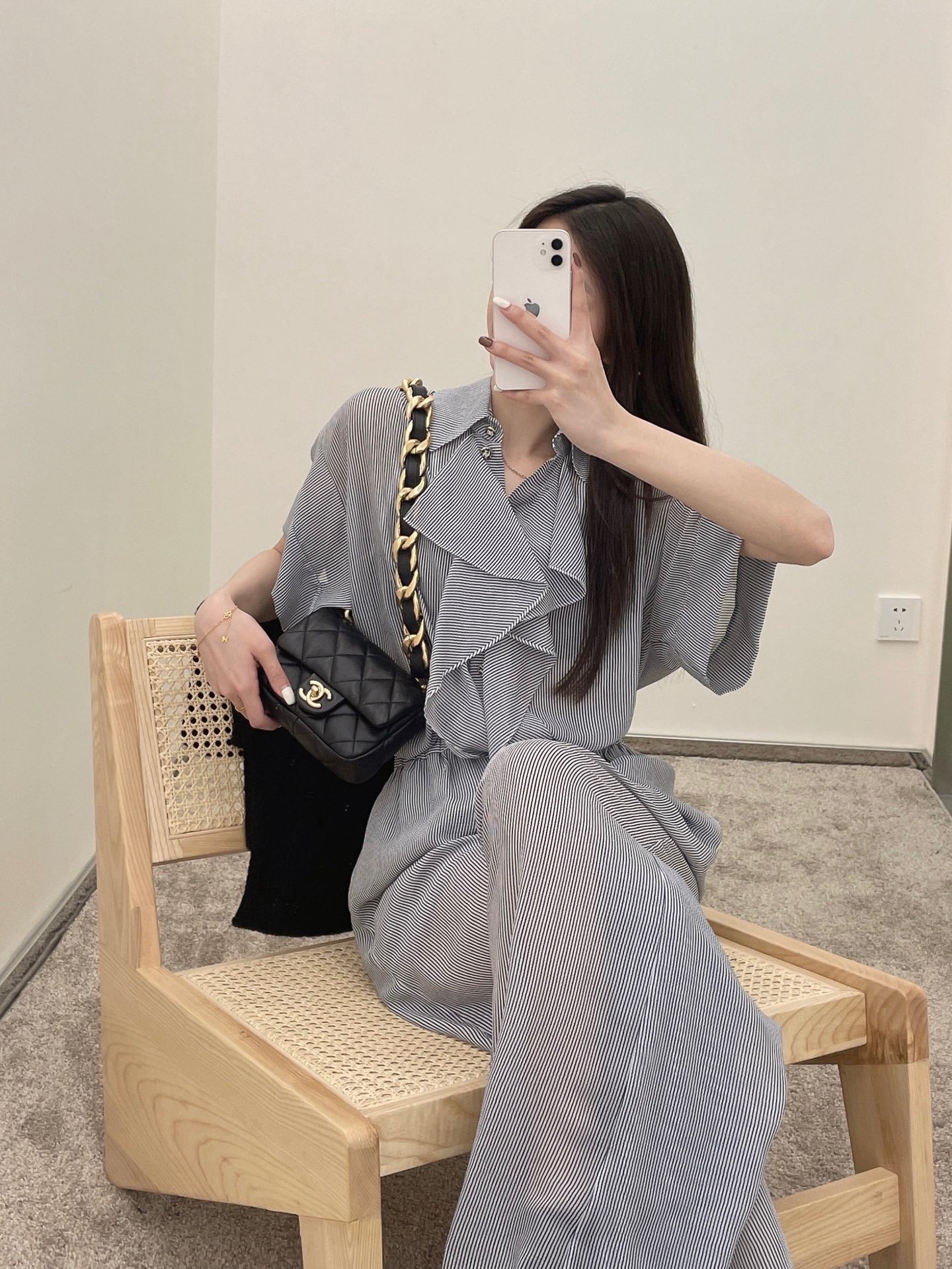 [TOP] CHANEL Classic Flap Leather Big Chain Mini 20cm - Black