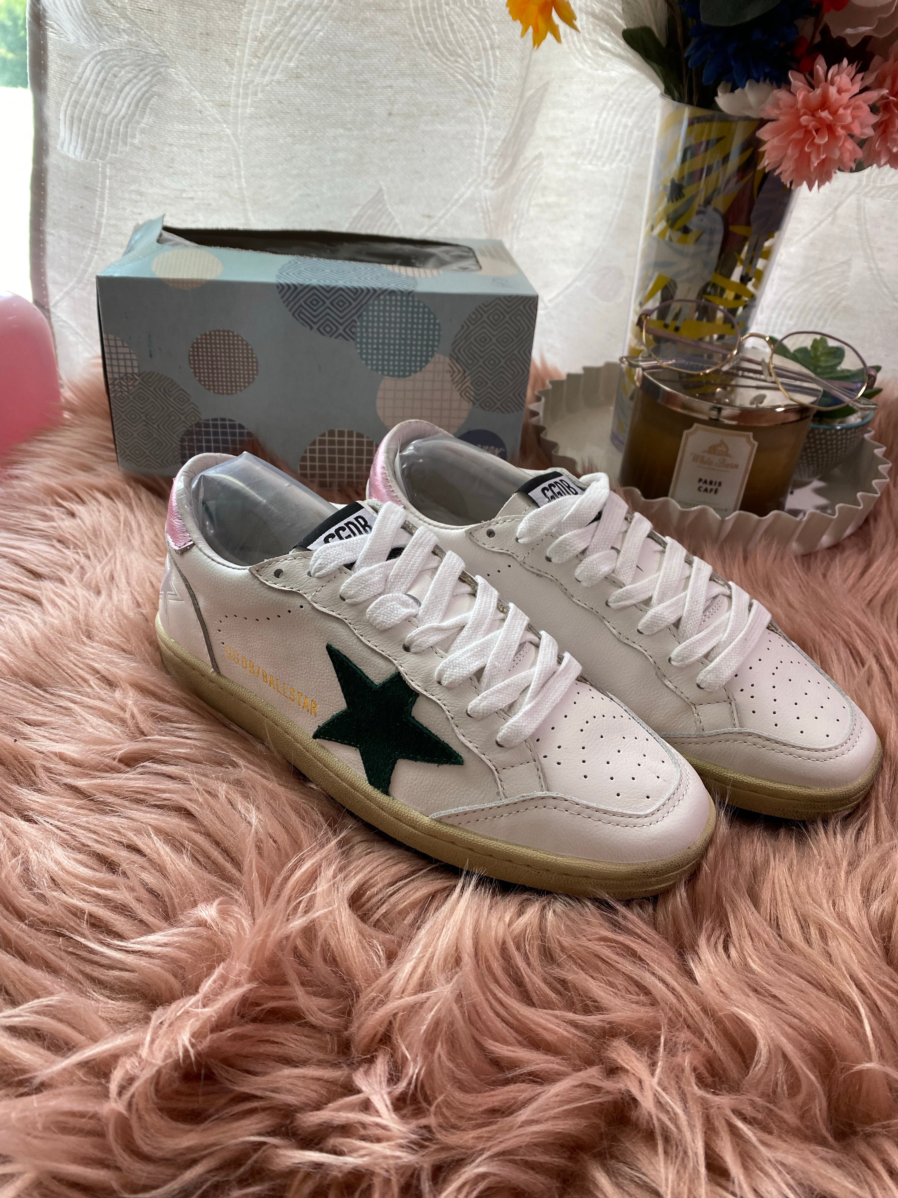 [TOP] GGDB Ballstar Sneakers - Dark Green Star and Pink