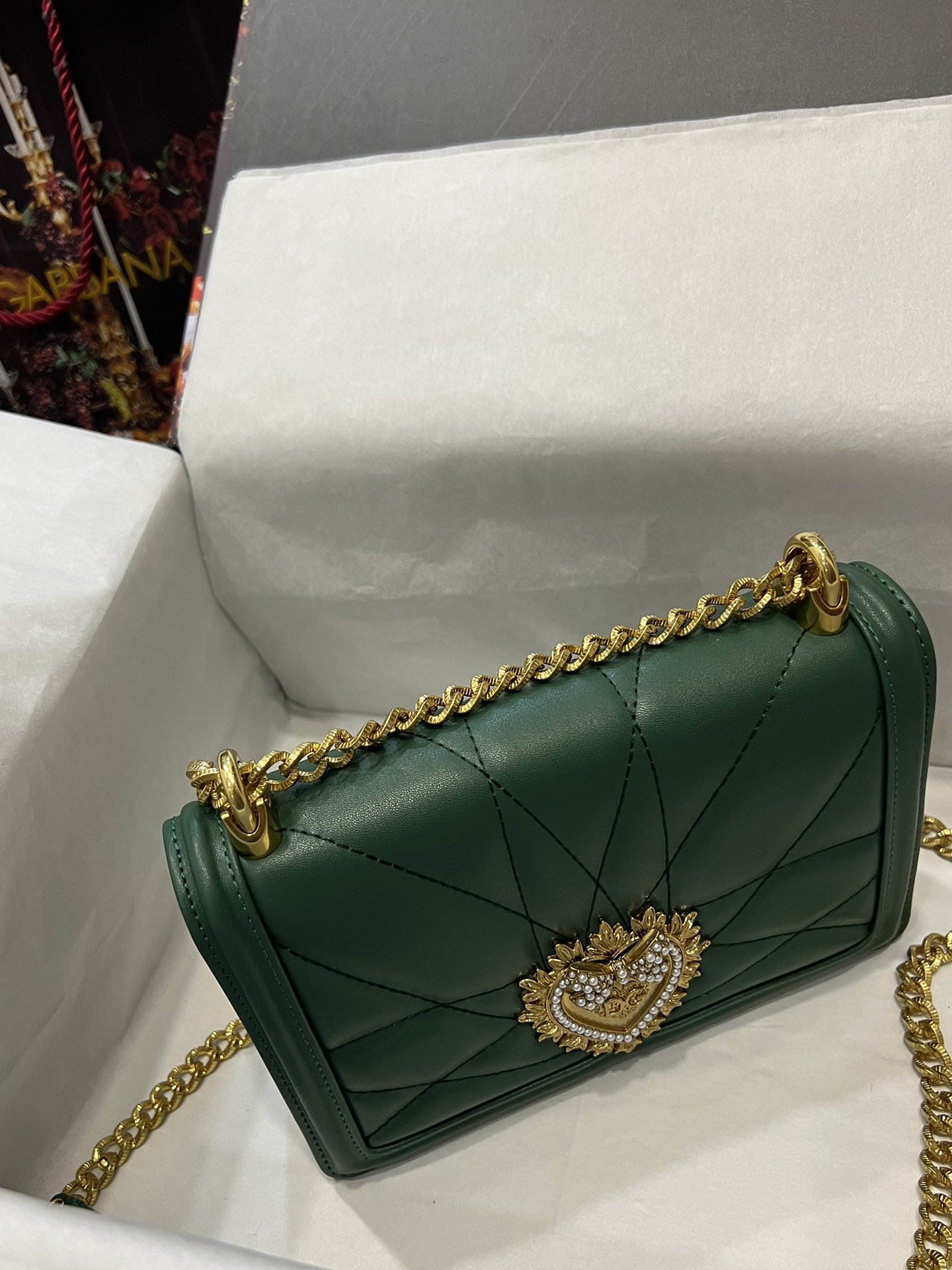[TOP] Dolce & Gabbana D&G Nappa Leather Devotion Bag 21cm/26cm - Green