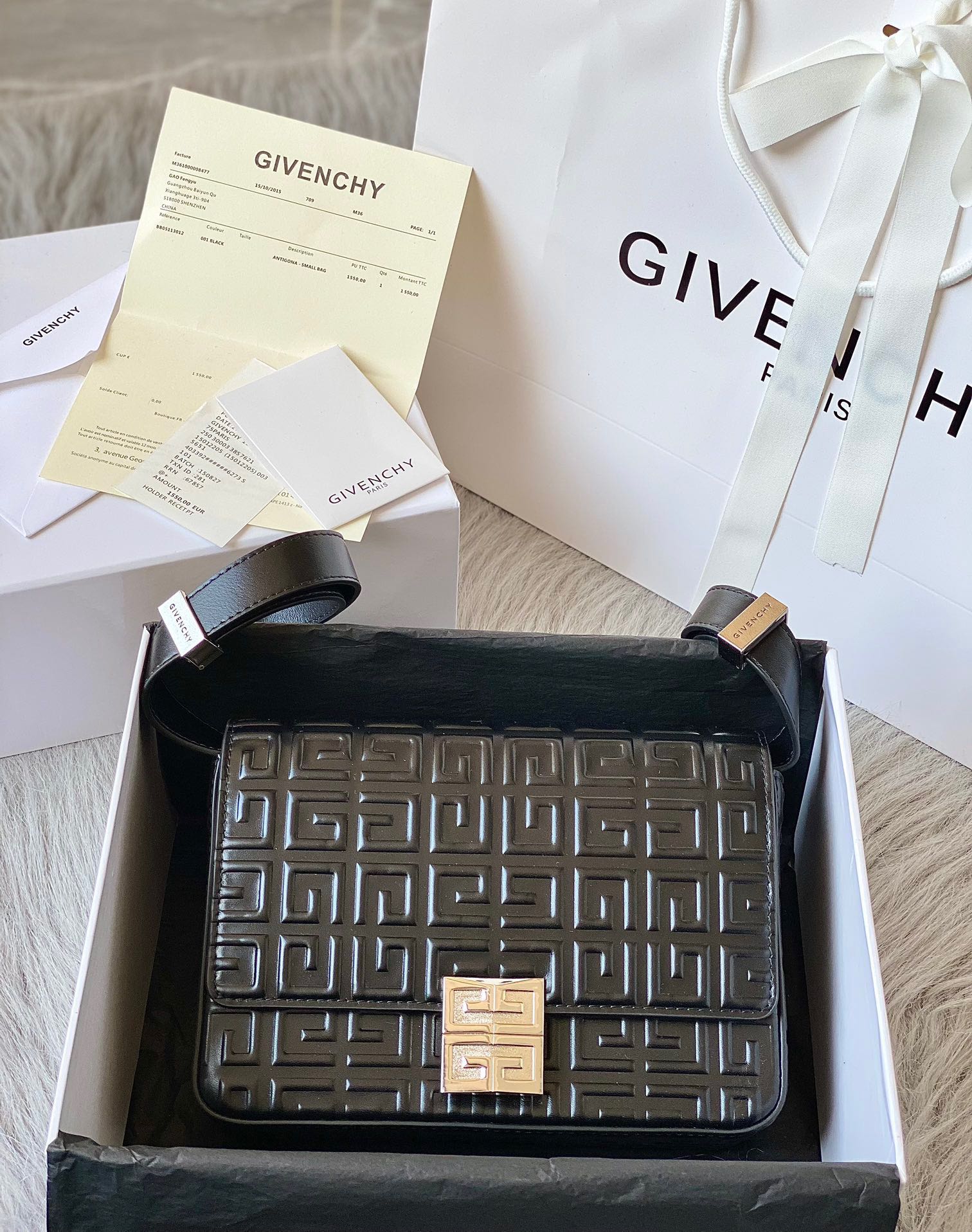 [Top] GIVENCHY 4G Patent Leather Shoulder Bag 16*12*6/21*15*6 - Black