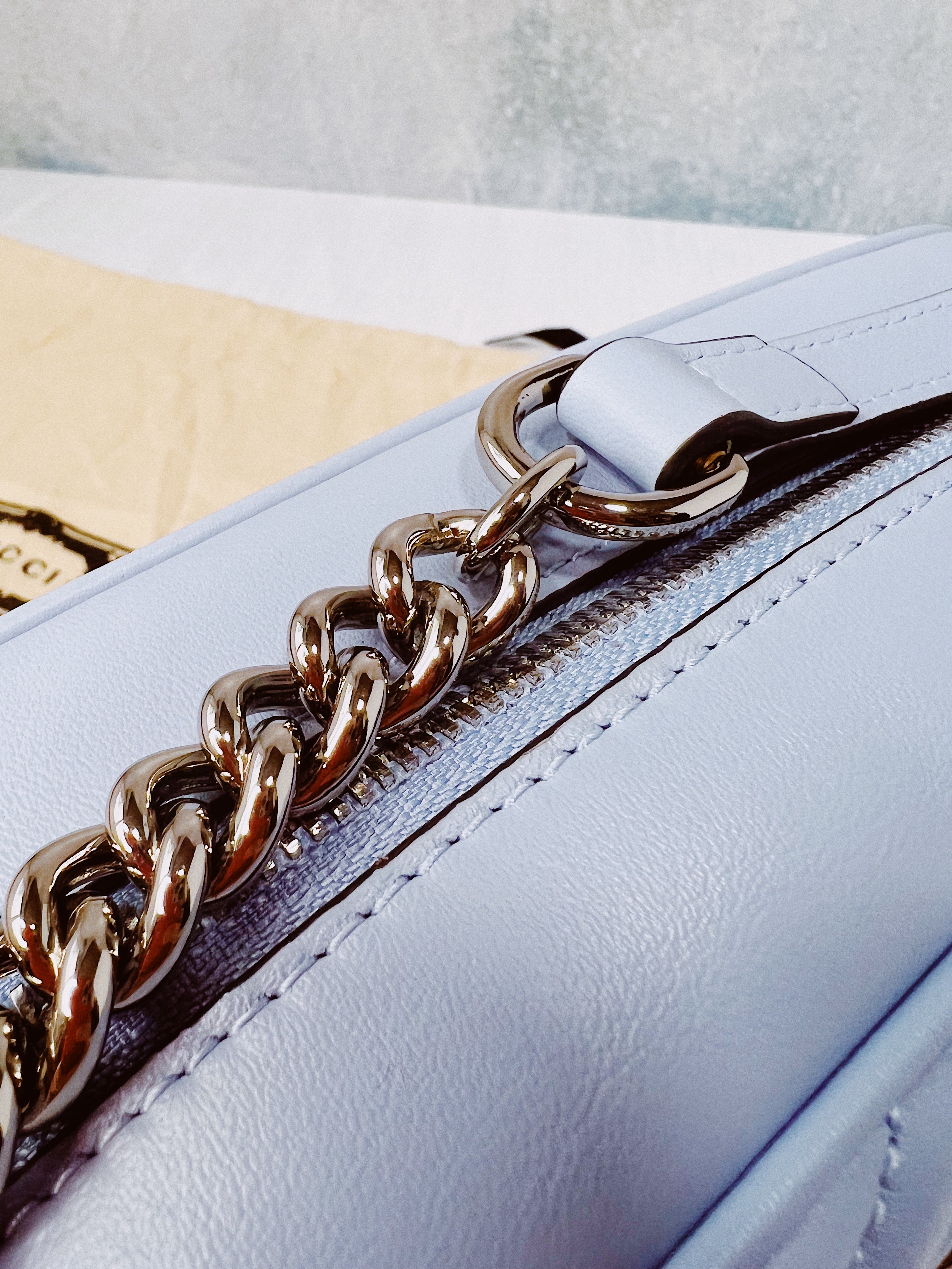 [TOP] GUCCI GG Marmont Bag Matelasse Small - Light Blue & SHW