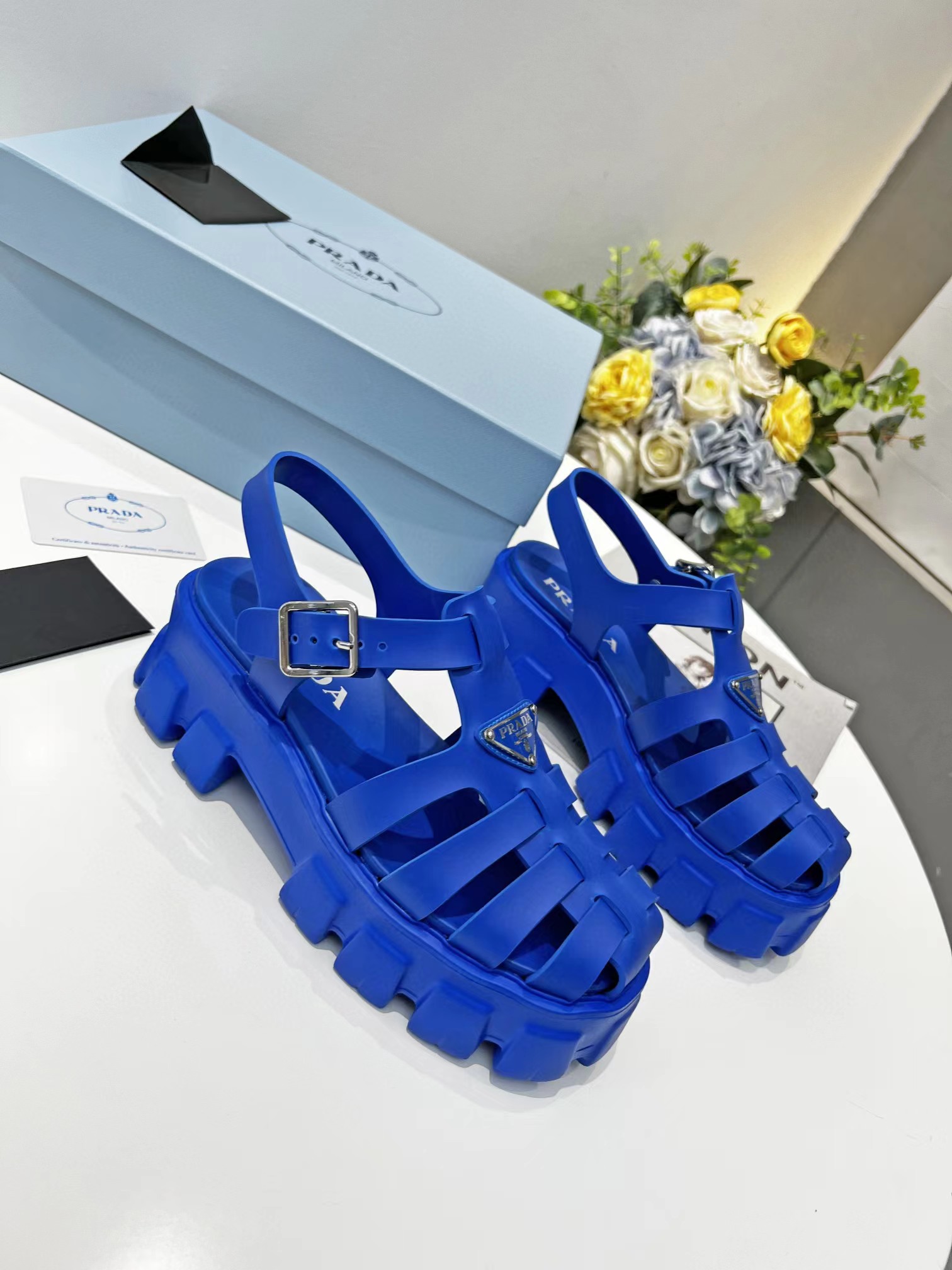[TOP] PRADA Women’s Rubber Cage Platform Sandals - Collection