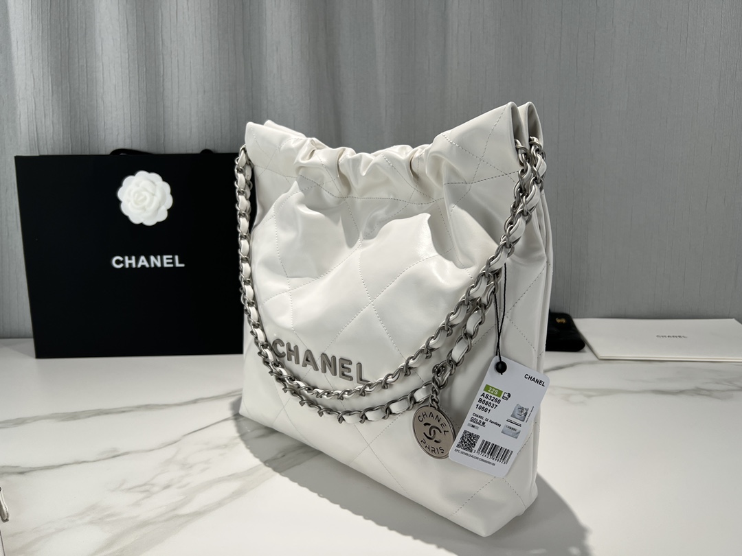 [TOP] CHANEL 22 Bag 35CM - SHW - White