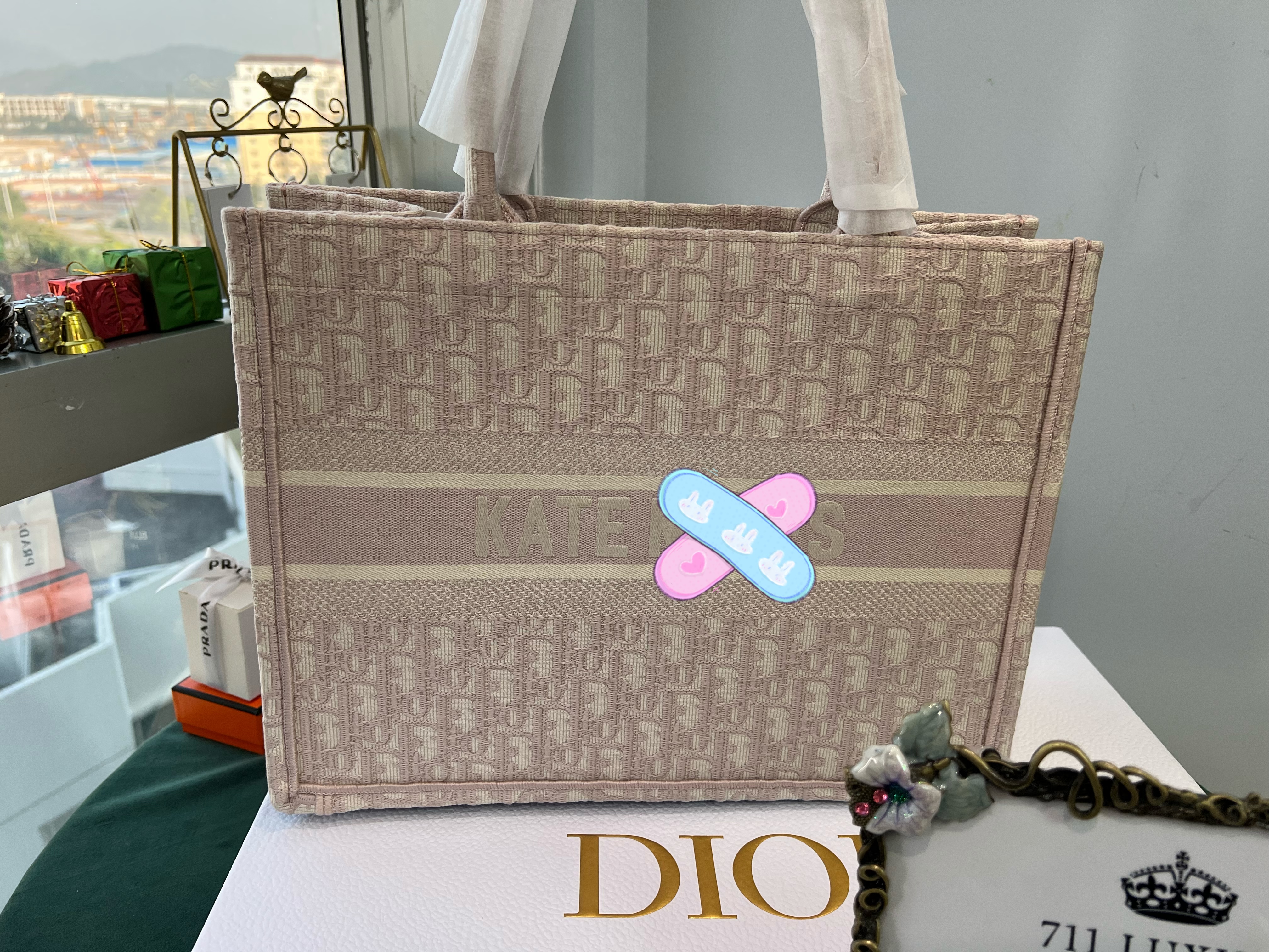 Embroidery on the Back of the Book Tote Bag