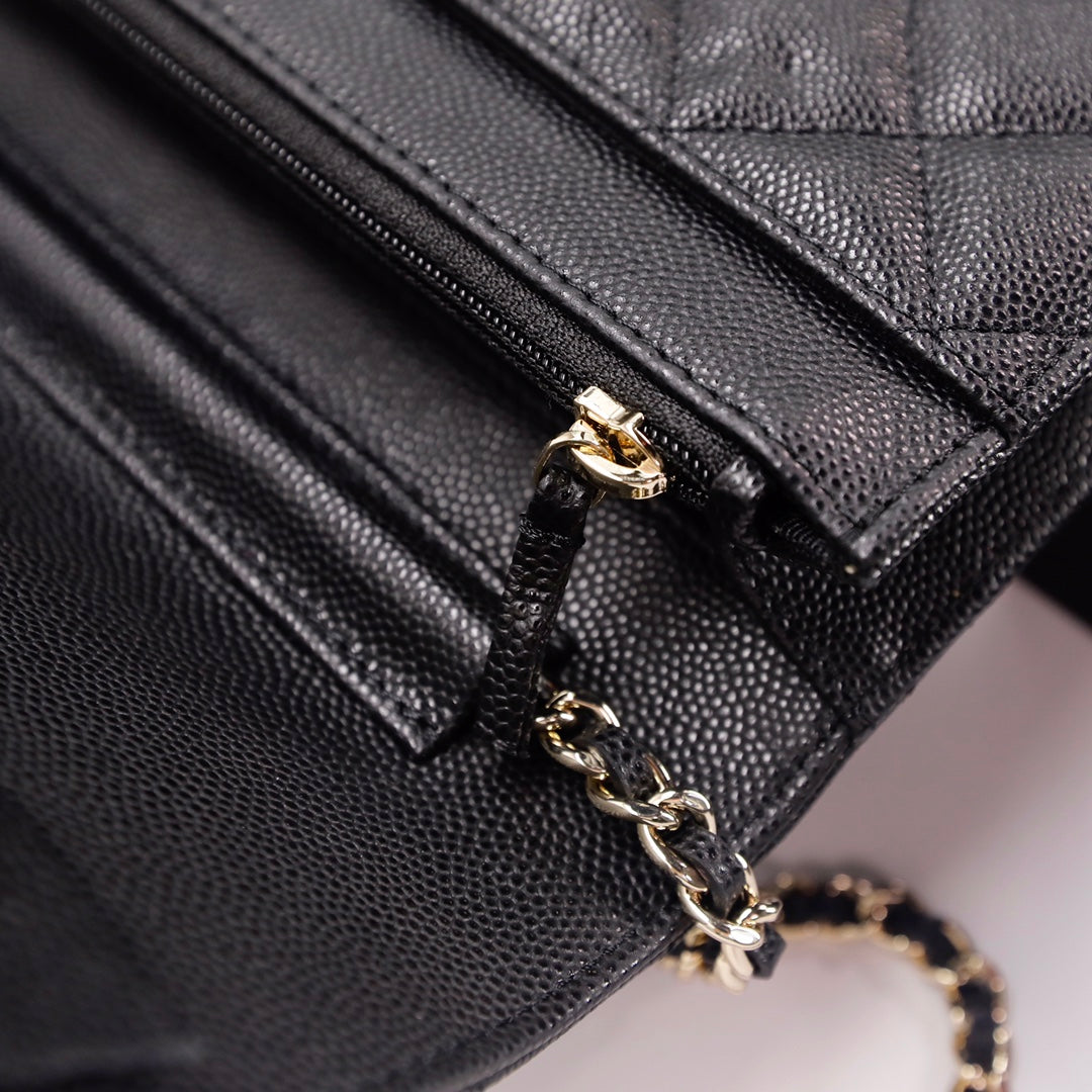 [TOP] CHANEL WOC Bag Quilt Caviar Bling Bling Logo - Black