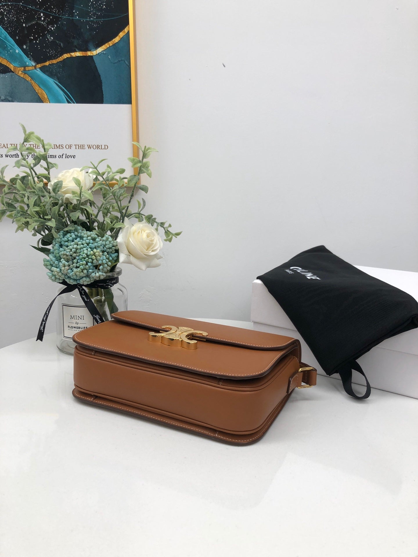 [TOP] CELINE Triomphe Medium Calfskin Bag - Brown