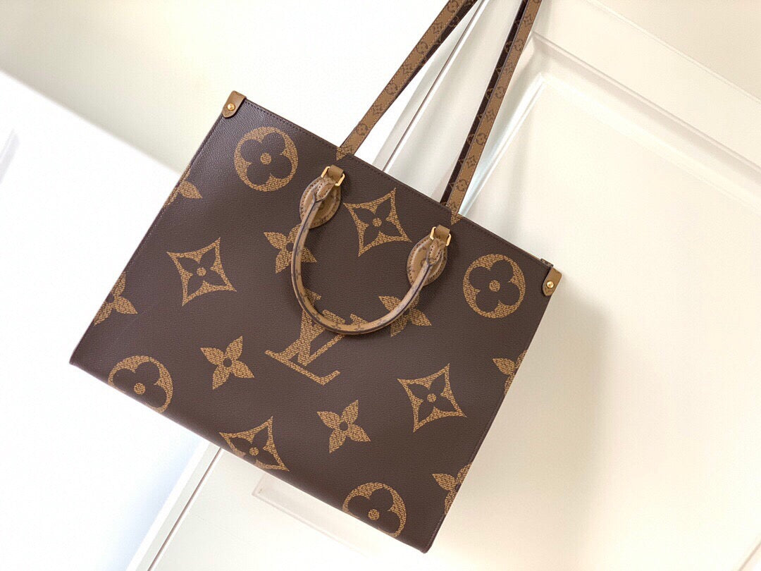 [TOP] Louis Vuitton LV £V On The Go Monogram Tote GM 41x34x19cm -Brown