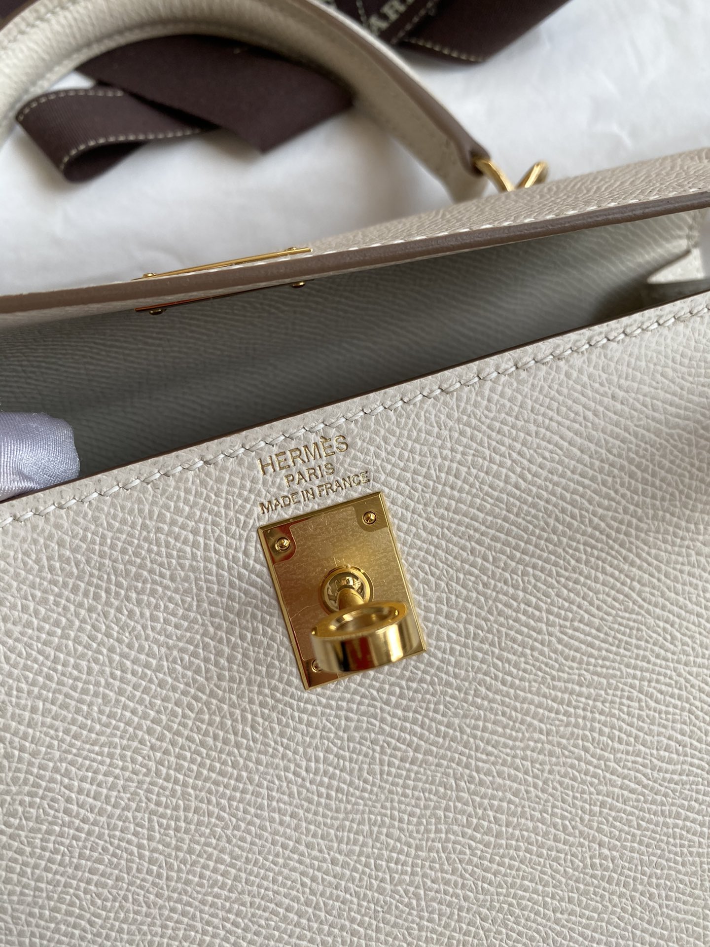 [TOP] HERMES Kelly Epsom Leather 25cm/28cm/32cm - White & GHW
