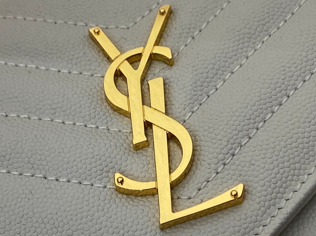 [TOP] Yves Saint Laurent YSL Woc Matelasse Medium Bag - White GHW